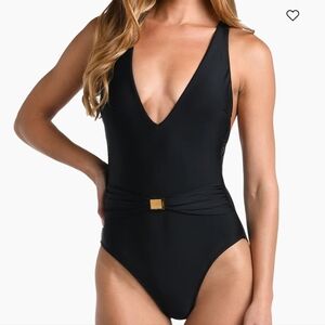L'AGENCE Solids Lisa Plunge One-Piece Swimsuit
